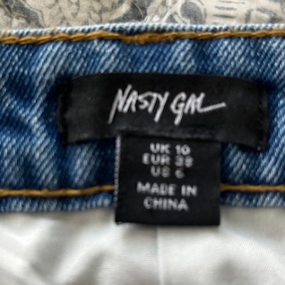 Nasty Gal Sequin Floral Denim Jean Mini Skirt Sz 6 Western Bling Cowgirl Rodeo - Picture 6 of 11